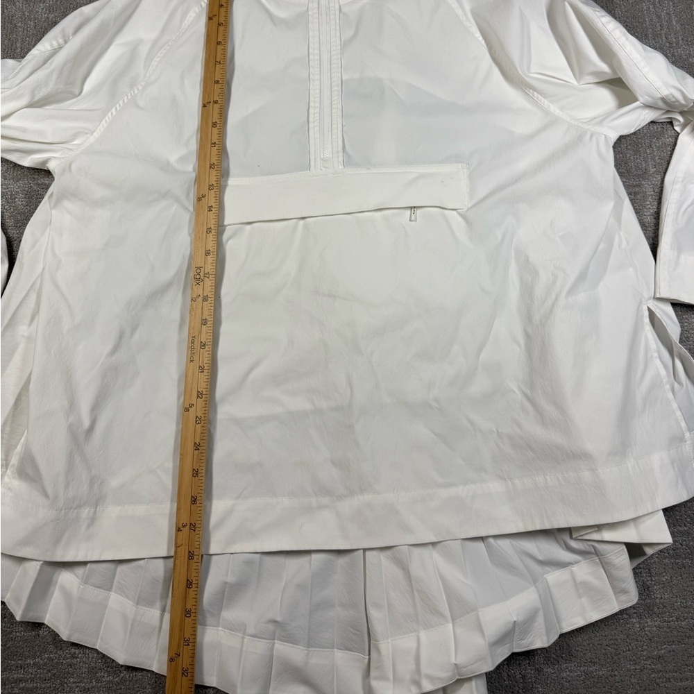 Athleta Sojourn Top Womens XL White Quarter Zip Pleated Layered Oversized READ - Picture 8 of 11